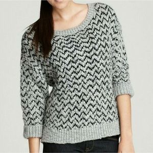 JOIE Nico Chevron Grey and Black Wool Blend Pullover Sweater EUC sz M